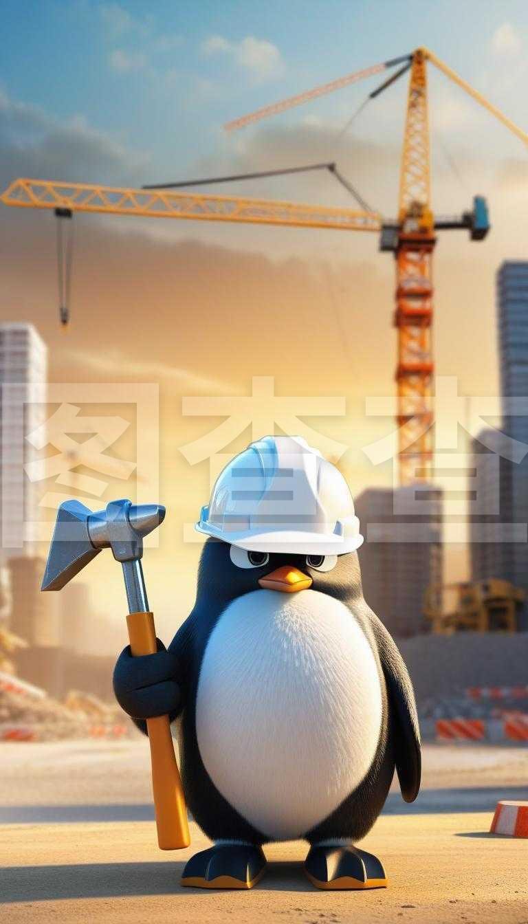 企鵝工程師遠(yuǎn)眺建設(shè)中的城市